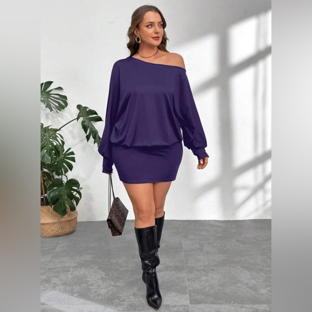 SHEIN Purple Asymmetrical One Shoulder Bodycon Dress
